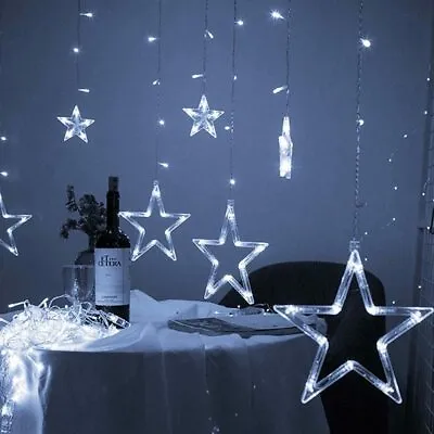 £11.99 • Buy Christmas Decoration Curtain Lights String Xmas Party Window Plug In 12 Star