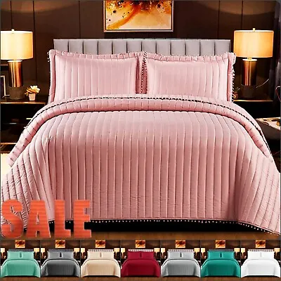 £31.49 • Buy Quilted 3PCS Bedspread Bed Throw Embossed Comforter Bedding Set Double King Size