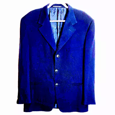 Vintage Gianni Versace Couture Mens Sport Coat Blazer Size 46 Navy Wool Medusa • $99.99