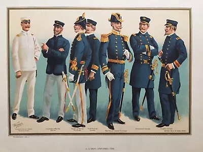 1899 Antique Print; U.S. Navy - Uniforms - 1899. Werner Co. • £39.99
