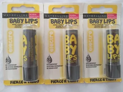 ⏩Lot Of 3 💋MAYBELLINE NEW YORK BABY LIPS Electro (Fierce N Tangy) Discontinued* • $9.99