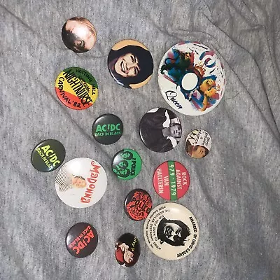 Vintage 70s 80s Music Pin Badges • £20