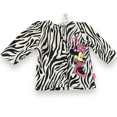 Disney Minnie Mouse Cardigan Sweater Baby Girl 0-3 Months Zebra Animal Print Top • $10.88