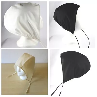 £6.70 • Buy RE-ENACTMENT COTTON MEDIEVAL LIGHT HAT CAP BONNET Black White Sizes