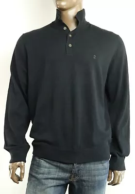 New Mens Izod Luxury Sport Mock Neck 1/4 Button Black Pullover Sweater XL • $14.99