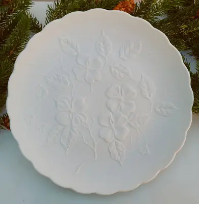 Vintage Kaiser West Germany White Bisque Porcelain Plate Floral Dogwood 9.5  • $4