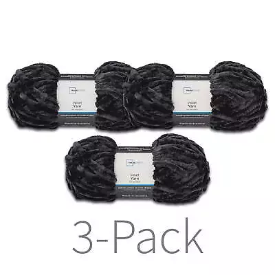Mainstays 80 Yd. Velvet Yarn Super Bulky Rich Black 100% Polyester Pack Of 3 • $14.98