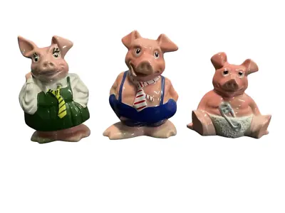 Natwest Wade Pigs Moneyboxes With Original Stoppers X 3 Small Chip To Woody • £24.99