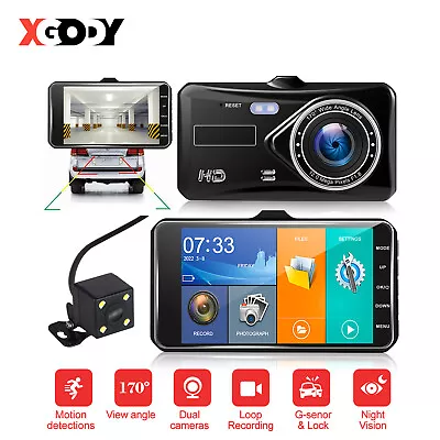 Dash Camera Car Reversing Mirror Front And Rear Camera DVR Dual Cam Recorder 4'' • $39.99