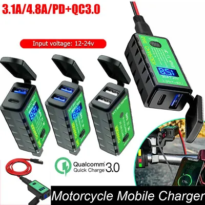 Waterproof 12V SAE To Dual USB Motorcycle QC3.0 Charger Adapter For Phone GPS AU • $30.98