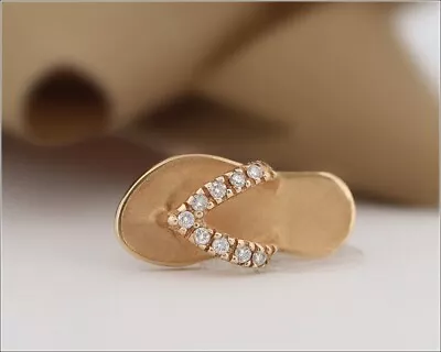 Na Hoku 14K Diamond Flip Flop Slipper Pendant In Yellow Gold • $189.99