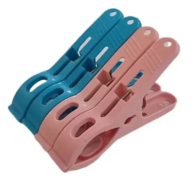 Sunbed Beach Towel Clips X 4 Large Clamps Pegs Heavy Laundry Clothes • £2.95