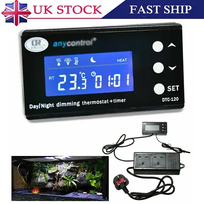 New Digital Reptile Thermostat Day & Night Dimming+Timer Aquarium Heat Tool Uk • £33.68