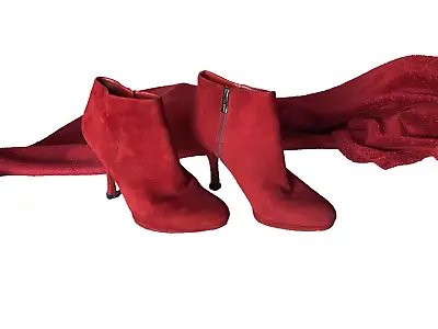 VIA SPIGA Women's US 10M/EU 41/UK 8 Red Suede High Heel Side Zip Ankle Boots • $47.99