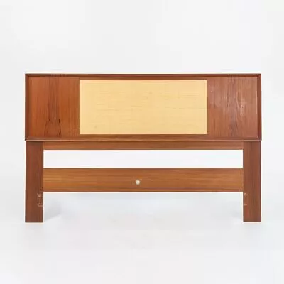 1960s Arne Wahl Iversen Falster Mobelfabrik Reversible Teak Cane Full Headboard • $2000