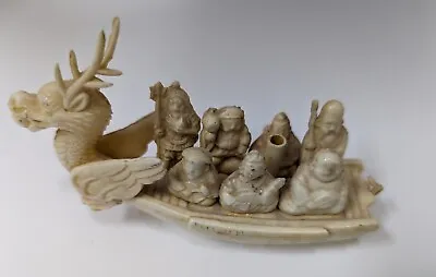 Vintage Japanese Celluloid 7 Seven Lucky Gods Figurines Dragon Junk Boat • $29.99