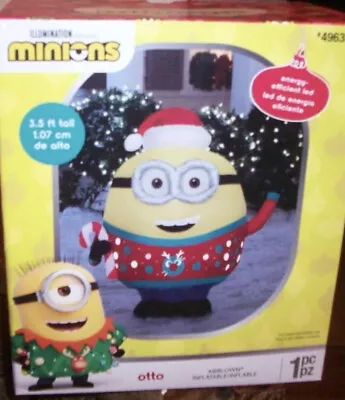 $159.99 • Buy 3.5 Ft Despicable Me Minion Otto Ugly Sweater & Candy Cane Christmas Inflatable