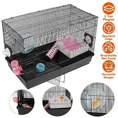 Black 2-Levels Hamster Habitat Rodent Gerbil Mouse Mice Rats Small Animal Cage • $45.99