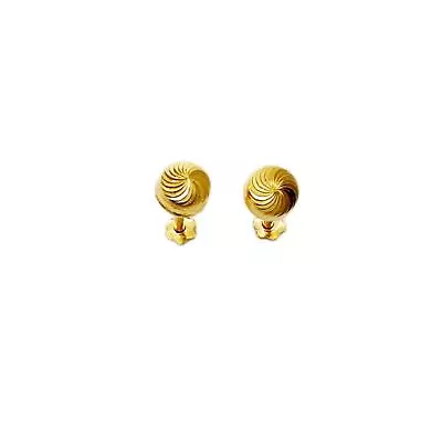 22ct Yellow Gold Diamond Cut Swirl Children's Stud Earrings Screw Back 4.3mm • £105