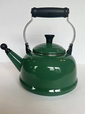 Le Creuset Large 2.2 Qt Green Tea Kettle WHISTLING Enamel Tea Pot 2.09 L • $42.99