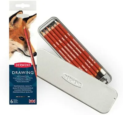 £10.98 • Buy Derwent Coloured Drawing Pencils, Set Of 6 With Sharpener, Professional Quality,