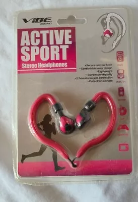 NEW-Active Sport Stereo Headphones Ear Buds-Pink Vibe Sound • $5.90