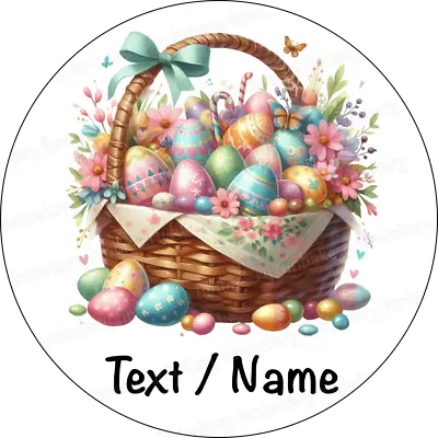 Easter Egg Basket Cake Topper Party Deco Edible Birthday Custom Personalised • £5.49