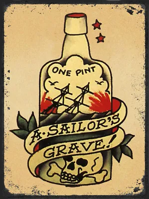 Vintage Retro SAILOR JERRY Rum Tiki Ink Metal Bar Plaque Pub Shed Man Cave SIGN • £4.99