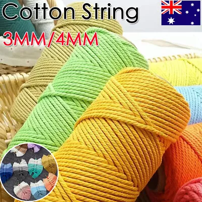 3mm/4mm Macrame Cord Rope Natural Cotton Twiste Cord String Artisa Hand Craft • $12.50