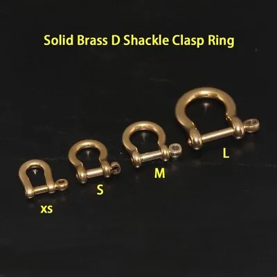 2 X Brass D Shackle Clasp Ring For Keyring Key Pouch Belt Loop Fastener Clip DIY • £4.62