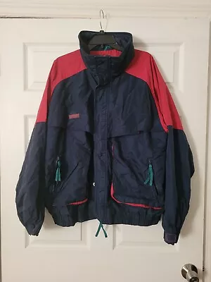 Men Size XL VTG 90's Columbia Powder Keg Windbreaker Ski Jacket Blue Pre Owned • $39