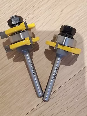 $12.39 • Buy 2pc Tongue And Groove Router Bit Set T Slot 1/4  X Shank 1/4  Cutter X 1-3/8 Dia