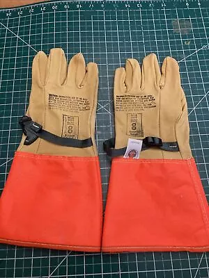 New Power Master Lineman Standard High Voltage Leather Protector Gloves Size 8 • $12