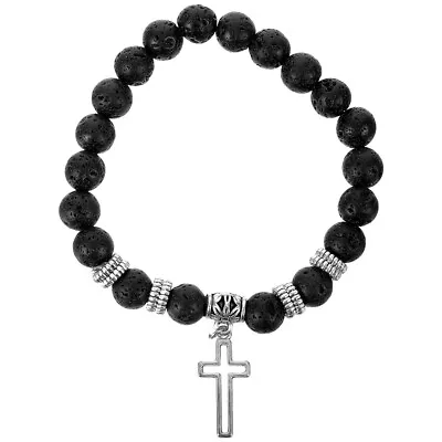  Men Bracelet Beaded Wristband Fashionable Wristband Cross Pendant Bracelet Male • $9.39