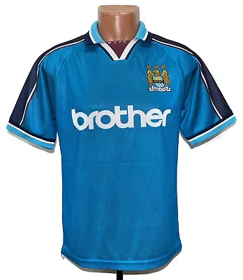 Manchester City 1997/1998/1999 Home Football Shirt Jersey Retro Replica Size S • £47.99