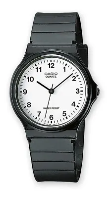 Men's Black Resin Band Casio Water Resistant Analog Casual Watch MQ-24-7BLCK • $16.06