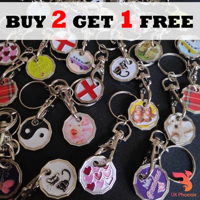 £2.69 • Buy Shopping Cart Trolley Reusable Token Coin Key Keyring Round Release Fobs Locker