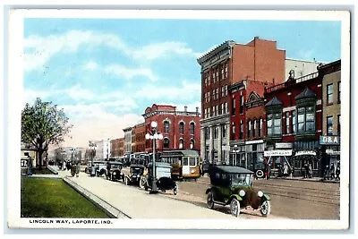 1917 Lincoln Way Exterior Building Streetcar Laporte Indiana IN Vintage Postcard • $29.95
