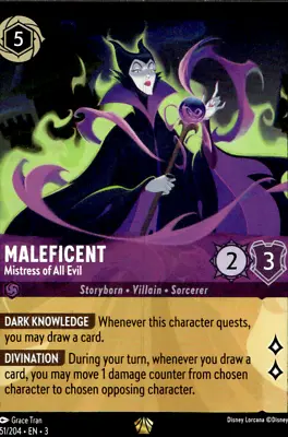 Maleficent Mistress Of All Evil 51/204 Set 3 NF Legendar Lorcana • £11.99