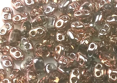 $3.78 • Buy Twin 2 Hole Czech Glass Seed Beads Size 2.5 X 5 Mm    GOLDEN COPPER    25 Grams