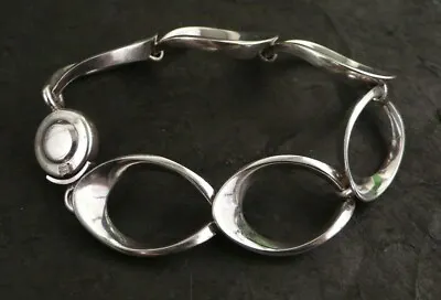 VINTAGE N.E. FROM MODERNIST STERLING SILVER CONCAVE LINK BRACELET 7  Denmark • $209