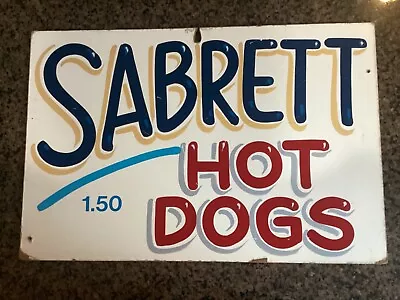Vintage Handpainted Boardwalk Carnival Sabrett Hot Dogs Sign Seaside Heights NJ • $134.87