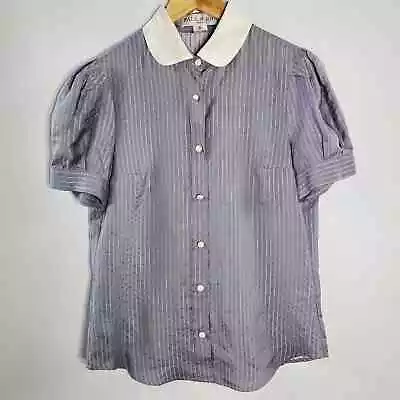 Paul & Joe 100% Silk Penstripe Collared Button Up Shirt EUC • $33.44