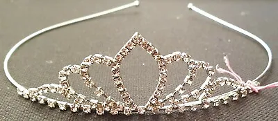 £6.99 • Buy NEW Silver Crystal Graduated Tiara Wedding Bride Prom Diamante Party Headband