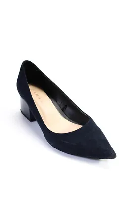 Zara Womens Suede Pointed Toe Slide On Pumps Navy Blue Size 39 9 • $41.49