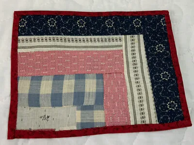 Vintage Small Patchwork Quilt Table Topper Log Cabin Early Calico Prints • $5