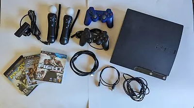 Sony PlayStation 3 Slim 250GB Console PS3 CECH-2501A 3 Games PlayStation Move • $99.49