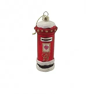 £7.99 • Buy Gisela Graham Glass Post Box Christmas Tree Decoration - England Themed Decs