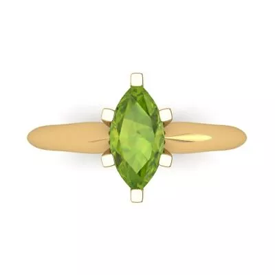 1Marquise Cut VVS1 Natural Peridot Wedding Bridal Promise Ring 14k Yellow Gold • £283.48