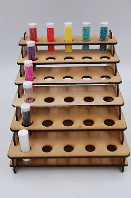 Wooden Test Tube Rack Craft Seed Bead Vial Organization Rack Holds 30 17mm Vials • $45